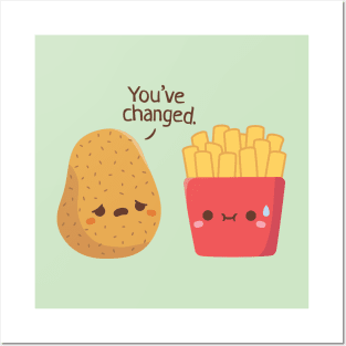 Cute Potato And French Fries Funny Posters and Art